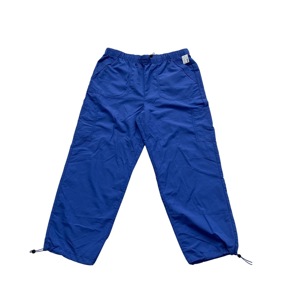 Maurices Womens Blue Nylon Cargo Parachute Pants High Rise Size‎ L Regular NWT